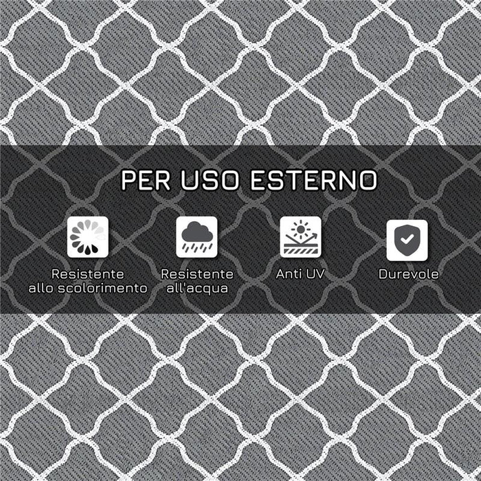 TAPPETO PER ESTERNO PIEGHEVOLE E REVERSIBILE CON BORSA DI TRASPORTO 182X274 CM GRIGIO CHIARO
