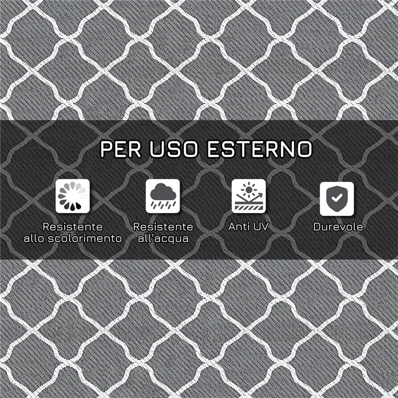 TAPPETO PER ESTERNO PIEGHEVOLE E REVERSIBILE CON BORSA DI TRASPORTO 182X274 CM GRIGIO CHIARO