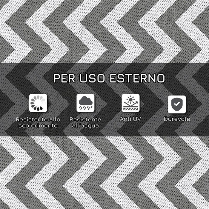 TAPPETO DA ESTERNO REVERSIBILE CON FANTASIA GEOMETRICA 121X182 CM GRIGIO E BIANCO