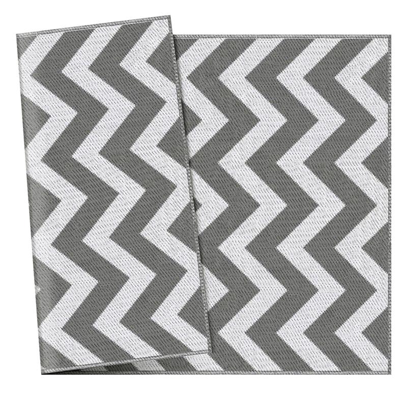TAPPETO DA ESTERNO REVERSIBILE CON FANTASIA GEOMETRICA 121X182 CM GRIGIO E BIANCO