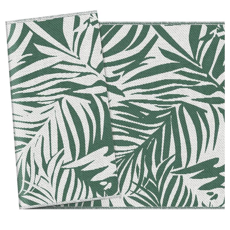 TAPPETO ESTERNO PER BALCONE E TERRAZZA REVERSIBILE CON FANTASIA A FOGLIE 152X243 CM VERDE E BIANCO