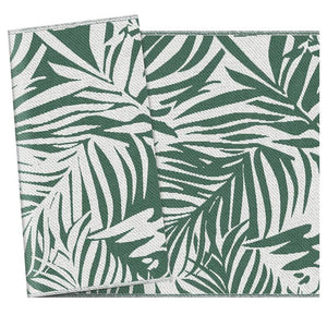 TAPPETO ESTERNO PER BALCONE E TERRAZZA REVERSIBILE CON FANTASIA A FOGLIE 152X243 CM VERDE E BIANCO