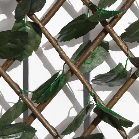 SIEPE ARTIFICIALE A 2 SEZIONI DA 356 FOGLIE DI EDERA IN POLIESTERE E RATTAN 200X100 CM VERDE E MARRONE