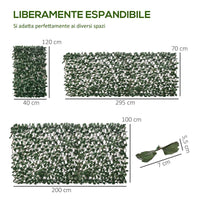 SIEPE ARTIFICIALE A 2 SEZIONI DA 356 FOGLIE DI EDERA IN POLIESTERE E RATTAN 200X100 CM VERDE E MARRONE