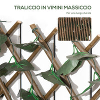 SIEPE ARTIFICIALE A 2 SEZIONI DA 356 FOGLIE DI EDERA IN POLIESTERE E RATTAN 200X100 CM VERDE E MARRONE