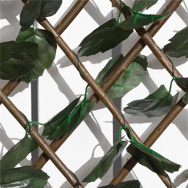 SIEPE ARTIFICIALE A 2 SEZIONI DA 356 FOGLIE DI EDERA IN POLIESTERE E RATTAN 200X100 CM VERDE E MARRONE