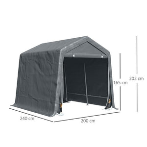 TENDA GARAGE 2.4X2M PER VEICOLI E BICICLETTE IN METALLO E TESSUTO PE GRIGIO SCURO