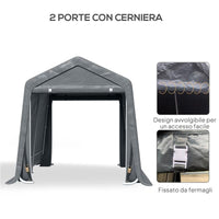 TENDA GARAGE 2.4X2M PER VEICOLI E BICICLETTE IN METALLO E TESSUTO PE GRIGIO SCURO