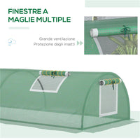 SERRA PICCOLA CON 5 FINESTRELLE E GRIGLIA CENTRALE IN ACCIAIO PE E PP 300X80X45 CM VERDE