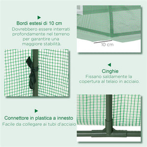 SERRA PICCOLA CON 5 FINESTRELLE E GRIGLIA CENTRALE IN ACCIAIO PE E PP 300X80X45 CM VERDE