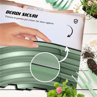 LETTO PER ORTO RIALZATO MODULARE 150X62X30CM IN ACCIAIO GALVANIZZATO CON FONDO APERTO VERDE