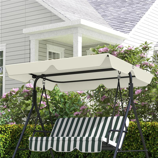 TETTO DI RICAMBIO PER DONDOLO 3 POSTI IMPERMEABILE IN TESSUTO OXFORD BIANCO CREMA 210X145 CM