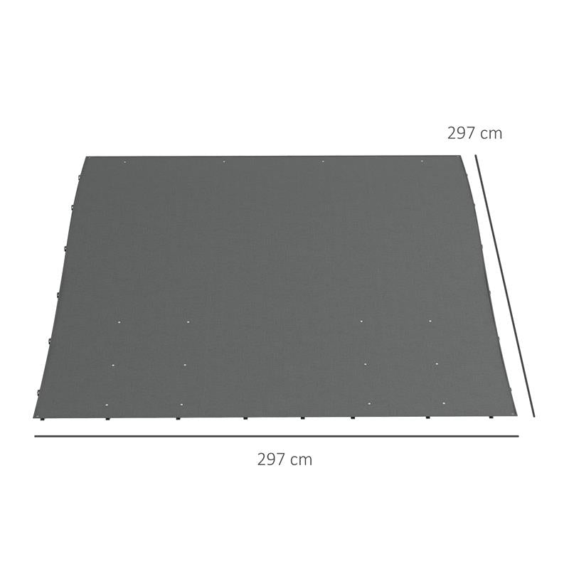 TELO DI RICAMBIO PER PERGOLA DA GIARDINO 3X3 M CON 16 FORI DI DRENAGGIO 297X297 CM GRIGIO