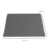 TELO DI RICAMBIO PER PERGOLA DA GIARDINO 3X3 M CON 16 FORI DI DRENAGGIO 297X297 CM GRIGIO