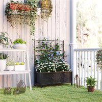 LETTO PER ORTO RIALZATO CON TRALICCIO PER PIANTE RAMPICANTI IN ACCIAIO ZINCATO 90X40X120 CM NERO