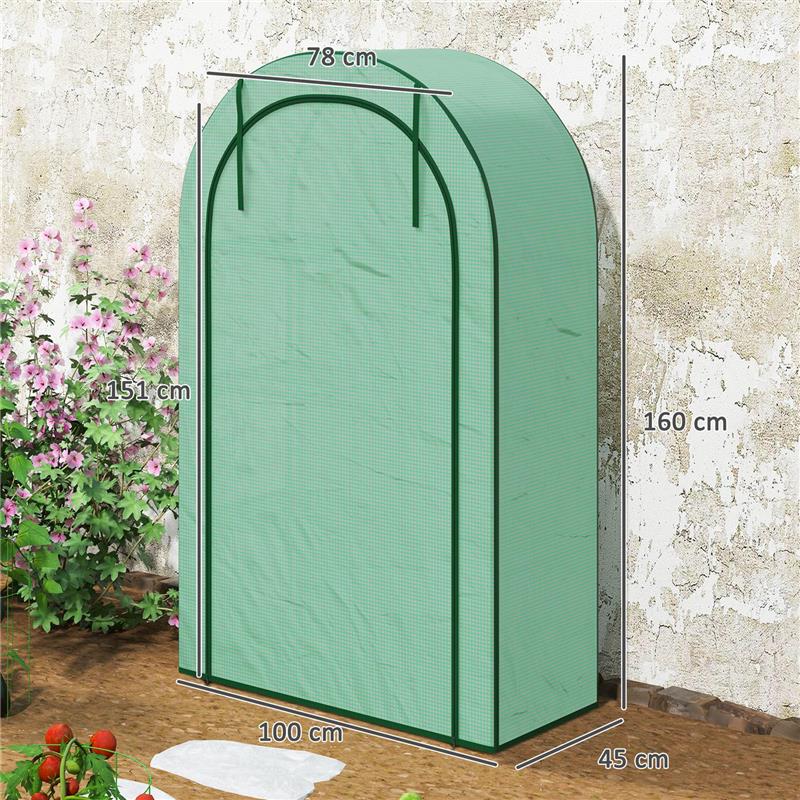 SERRA A PARETE A 4 LIVELLI CON PORTA A CERNIERA IN ACCIAIO E PE 100X45X160 CM VERDE