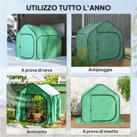 SERRA A CASETTA PIEGHEVOLE CON INGRESSO A CERNIERA IN ACCIAIO E PE 150X148X148 CM VERDE