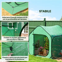 SERRA A CASETTA PIEGHEVOLE CON INGRESSO A CERNIERA IN ACCIAIO E PE 150X148X148 CM VERDE