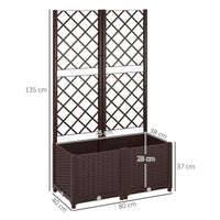 FIORIERA RIALZATA CON TRALICCIO PER RAMPICANTI E 8 FORI DI DRENAGGIO IN PP 80X40X135 CM MARRONE