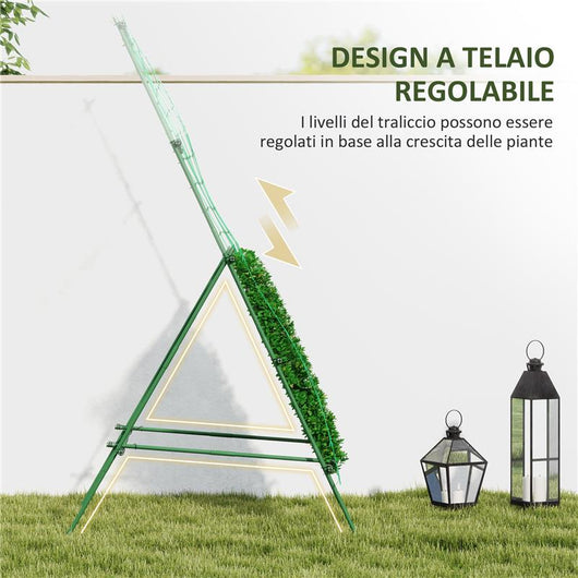 SUPPORTO PER POMODORI A FORMA DI A A LIVELLI REGOLABILI CON RETE IN ACCIAIO PE E PP 101X133X227 CM VERDE