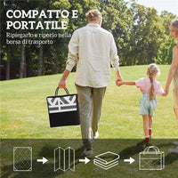 TAPPETO DA ESTERNO REVERSIBILE CON MOTIVO GEOMETRICO E BORSA INCLUSA 182X274 CM GRIGIO E BIANCO