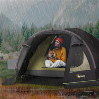 TENDA A TUNNEL PER 2-4 PERSONE CON FINESTRE LATERALI E GANCIO IN POLIESTERE 190T E PE 3.3X1.9X1.2 M NERO