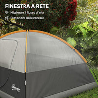 TENDA DA CAMPEGGIO PER 3 PERSONE IMPERMEABILE CON TASCHE GANCIO PER LANTERNA E BORSA DI TRASPORTO ARANCIONE