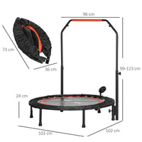 MINI TRAMPOLINO FITNESS Ø 102 CM CON MANUBRIO REGOLABILE TRAMPOLINO ELASTICO PIEGHEVOLE NERO