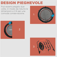 MINI TRAMPOLINO FITNESS Ø 102 CM CON MANUBRIO REGOLABILE TRAMPOLINO ELASTICO PIEGHEVOLE NERO