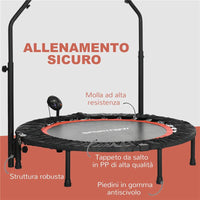 MINI TRAMPOLINO FITNESS Ø 102 CM CON MANUBRIO REGOLABILE TRAMPOLINO ELASTICO PIEGHEVOLE NERO