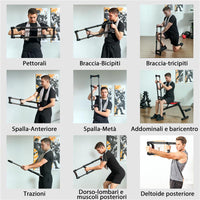 POWER TWISTER A 4 MOLLE CON RESISTENZA DA 10 A 80 KG IN ACCIAIO INOX 80X22X5 CM NERO