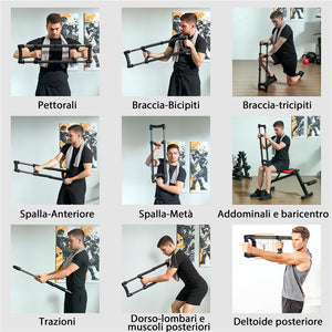 POWER TWISTER A 4 MOLLE CON RESISTENZA DA 10 A 80 KG IN ACCIAIO INOX 80X22X5 CM NERO