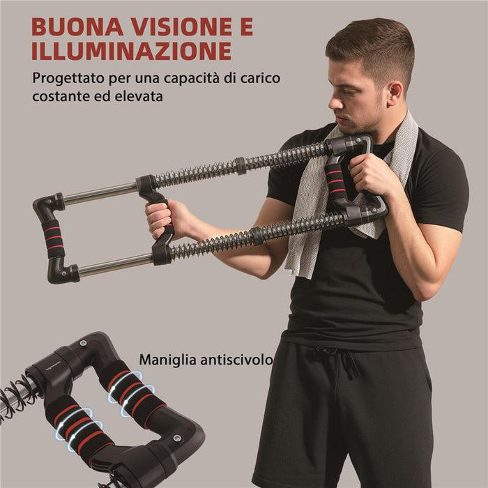 POWER TWISTER A 4 MOLLE CON RESISTENZA DA 10 A 80 KG IN ACCIAIO INOX 80X22X5 CM NERO