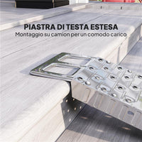 RAMPA DI CARICO PIEGHEVOLE E ANTISCIVOLO PER MOTO CON CINGHIA DI SICUREZZA ACCIAIO ARGENTO