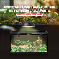 TERRARIO PER RETTILI RIALZATO CON SERRATURA E TERMOMETRO IN VETRO E RETE METALLICA 50X30X25 CM NERO