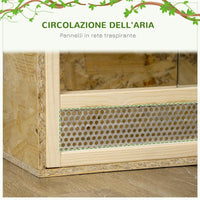 TERRARIO PER RETTILI IN LEGNO CON PORTE IN VETRO SCORREVOLI E PANNELLI IN RETE 60X29.5X29.5 CM
