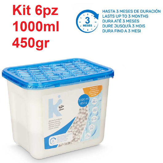 Deumidificatore Casa Portatile 6pz 1000ml contro Muffa Assorbi Umidità Aria pura