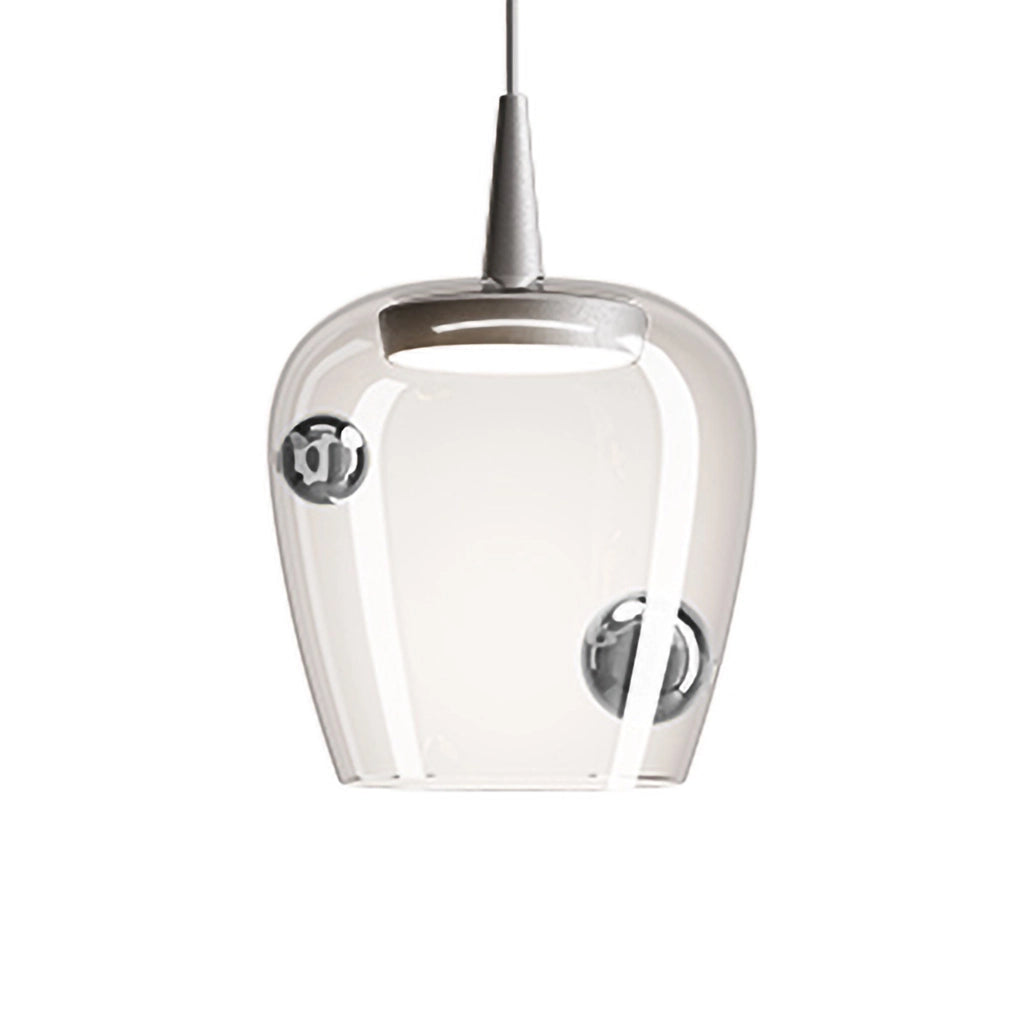 Zafferano Lampada a sospensione Bilia 230V LED 8W con bilie in vetro borosilicato soffiato a bocca Alluminio Argento, d.18 cm, altezza 324 cm