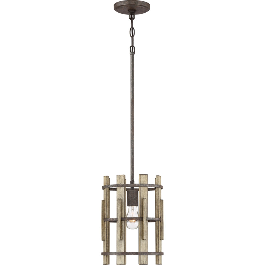 Lampada a sospensione Wood Hollow nera E27 100W Quoizel