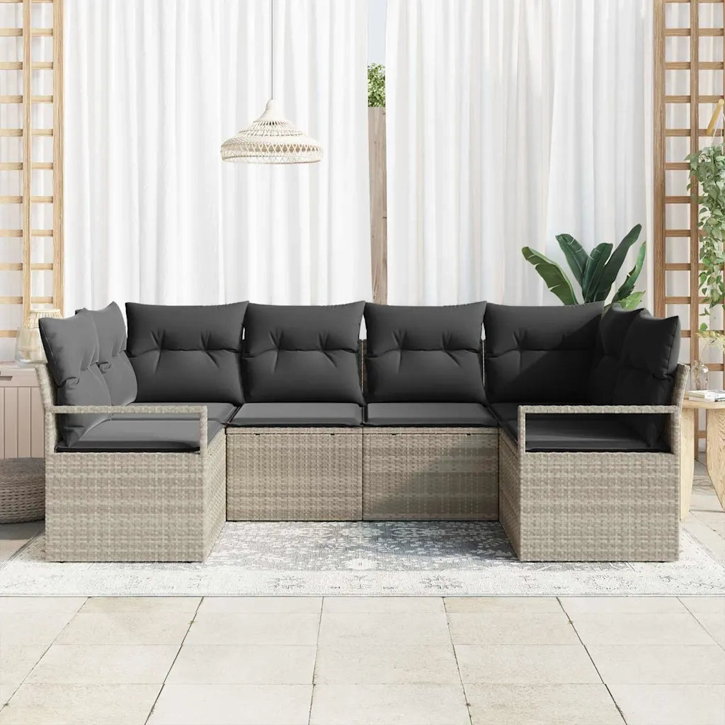 Set di divani con cuscino 6 pcs Grigio chiaro polyrattan