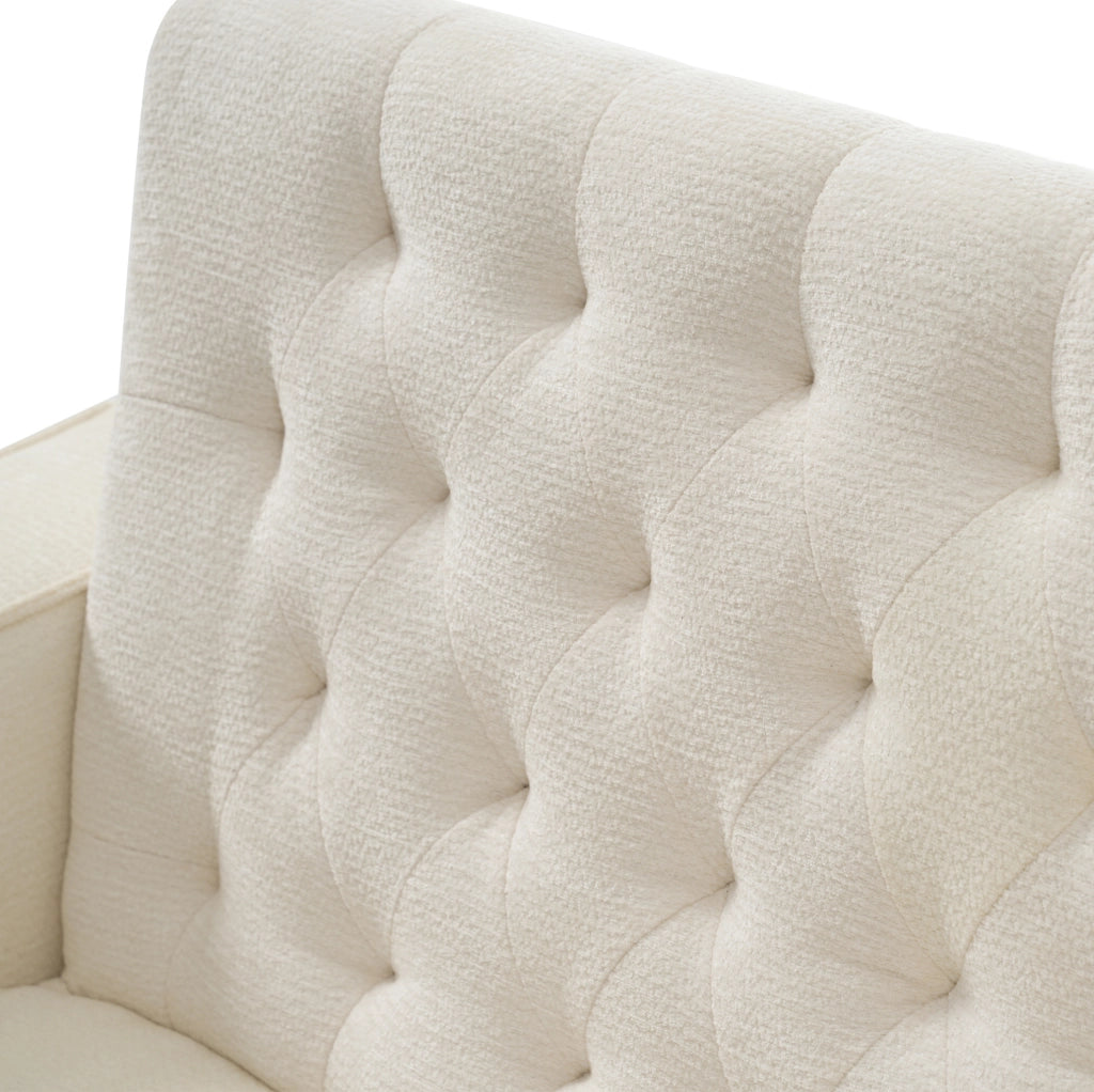 Divano letto 140x137x84 cm con schienale regolabile e portabicchieri in chenille beige