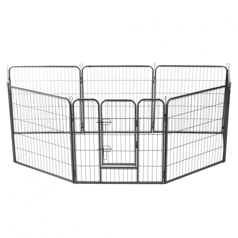 Recinto circolare box per cani Ezooza Zabrze con 8 pannelli acciaio da 80 x 80 cm cadauno
