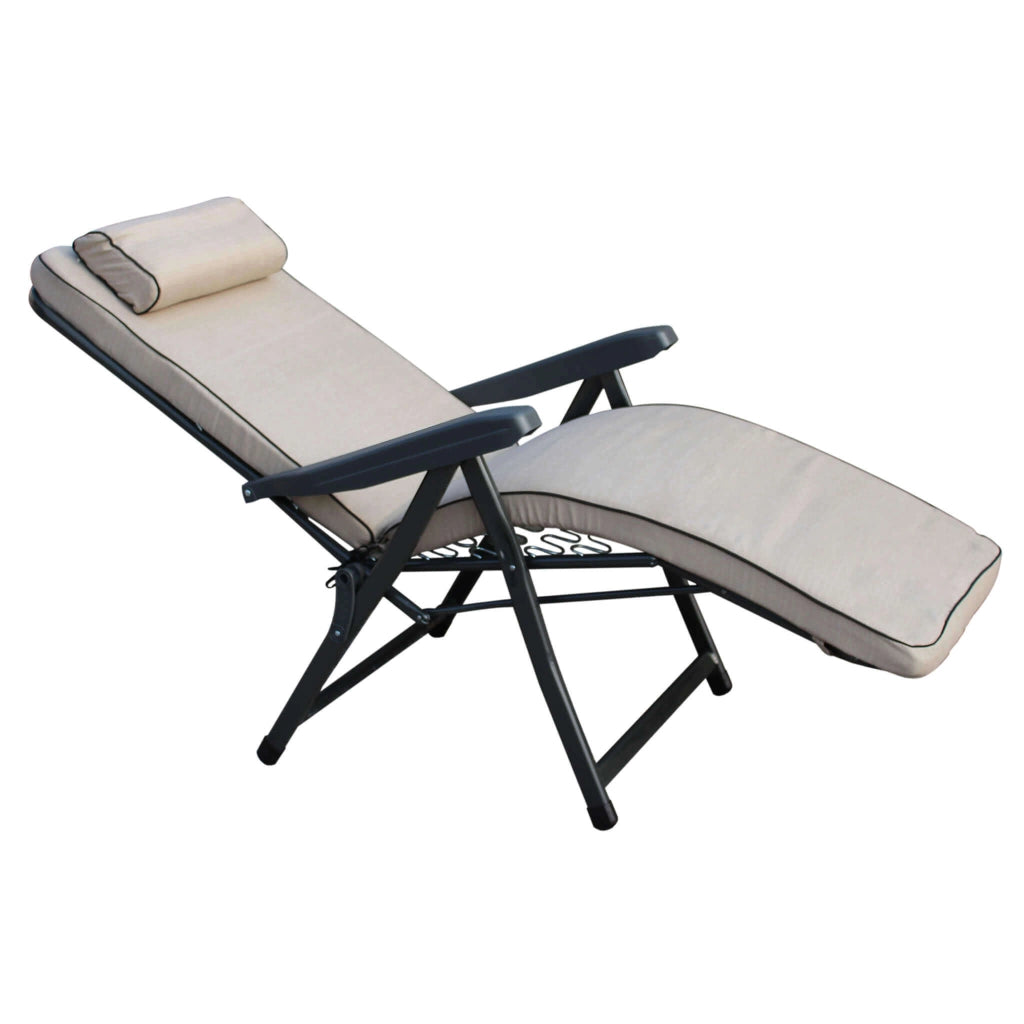 Poltrona Sdraio relax reclinabile in Tessuto Acciaio cm 155x60x60 - MORTY