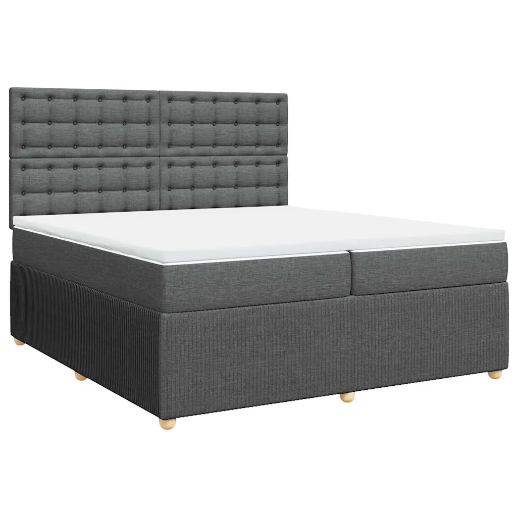 Giroletto a Molle con Materasso Grigio Scuro 200x200 cm Tessuto