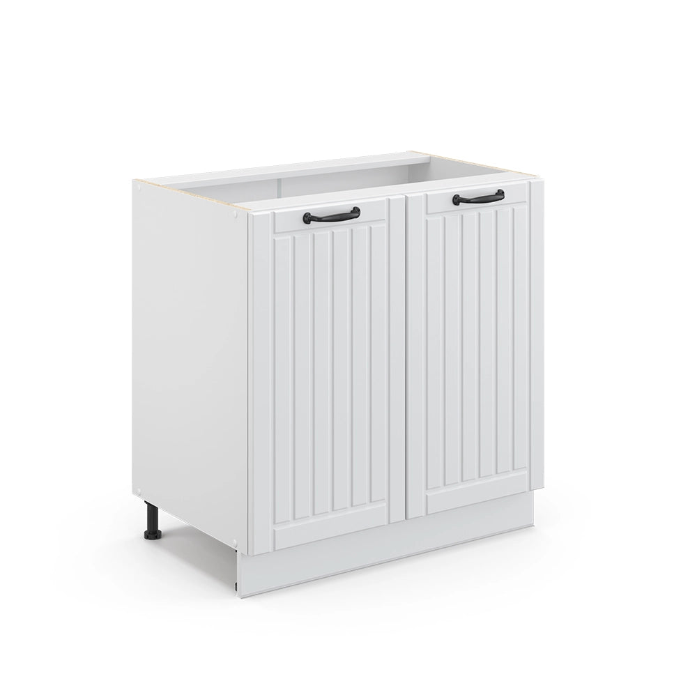 Mobile lavello cucina Fame-Line Bianco rustico/Bianco 80 cm con ripiano, senza piano di lavoro Vicco