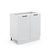 Mobile lavello cucina Fame-Line Bianco rustico/Bianco 80 cm con ripiano, senza piano di lavoro Vicco
