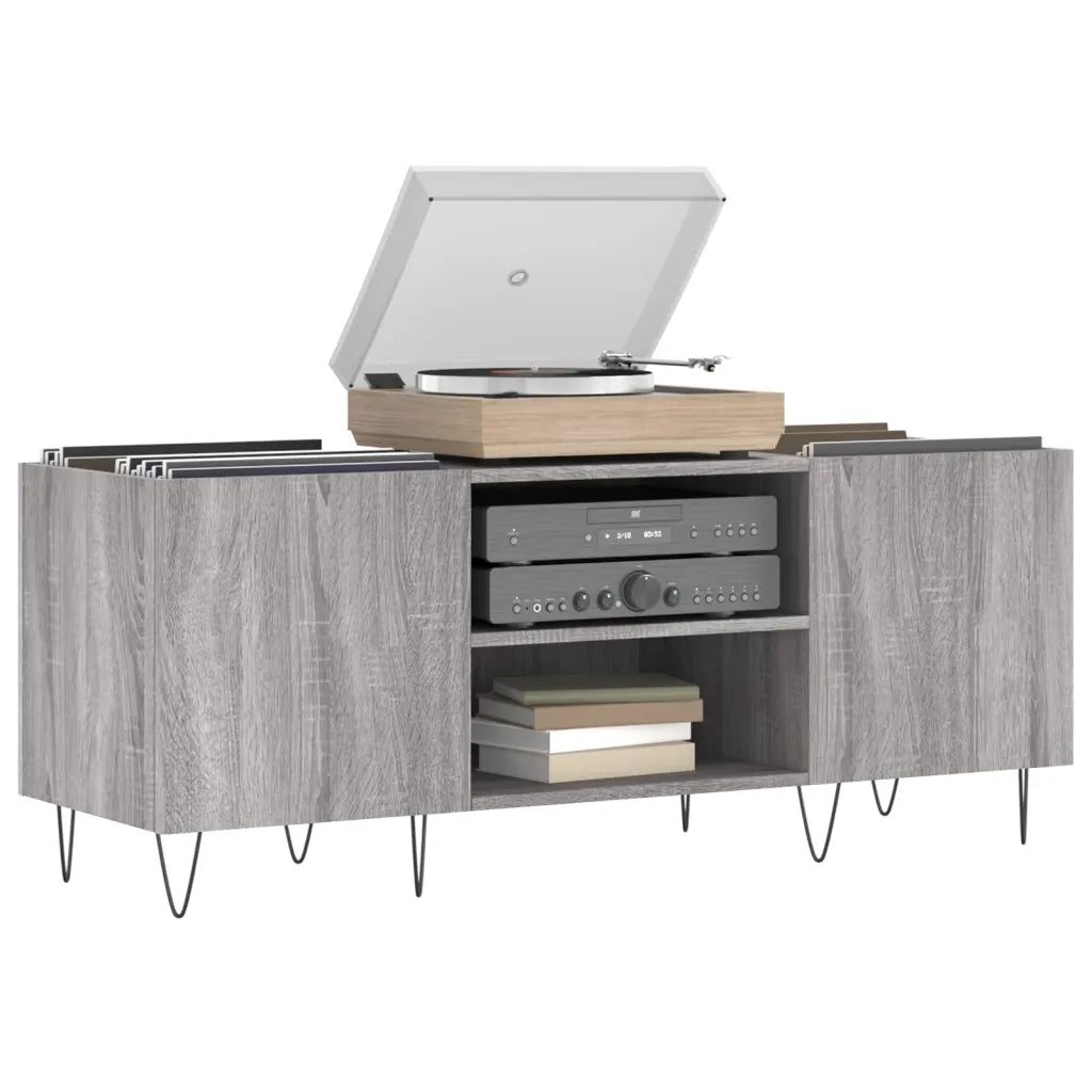 Mobile Porta Dischi Grigio Sonoma 121x38x48cm Legno Multistrato 831682