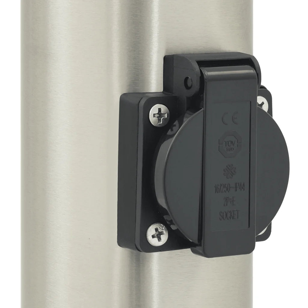 Lampada a paletto con presa elettrica 110 cm Acciaio Inox IP44 4006015
