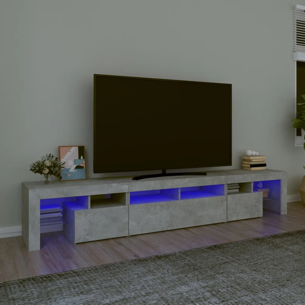 Mobile Porta TV con Luci LED Grigio Cemento 230x36,5x40 cm 3152789
