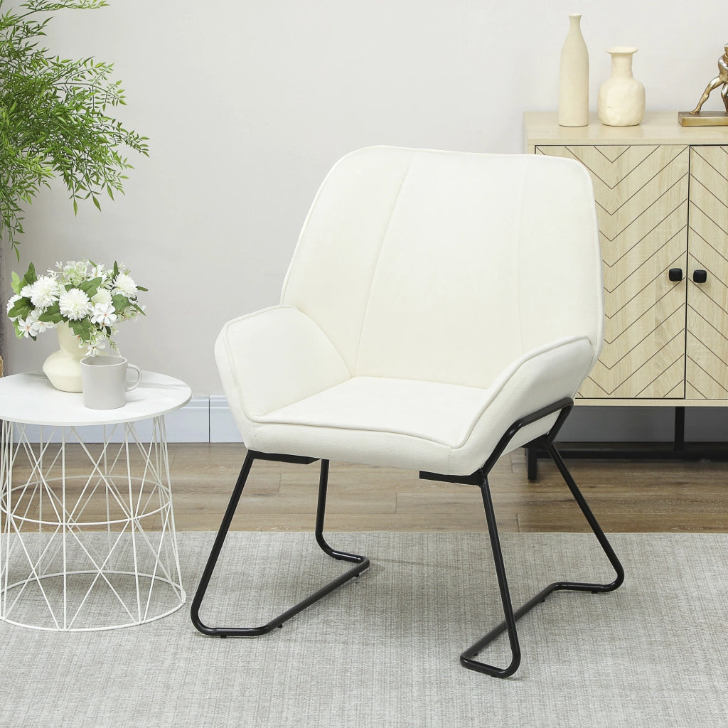 Poltrona in velluto crema con gambe in metallo ¨C zephmum ¨C 90x100x85 cm
